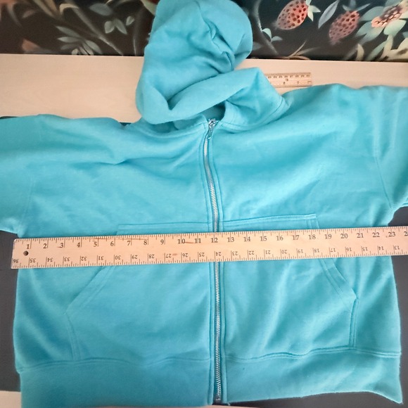 FP Movement Teal Blue Zip Up Hoodie Sweatshirt Cropped Athleisure y2k NWT - Picture 4 of 9
